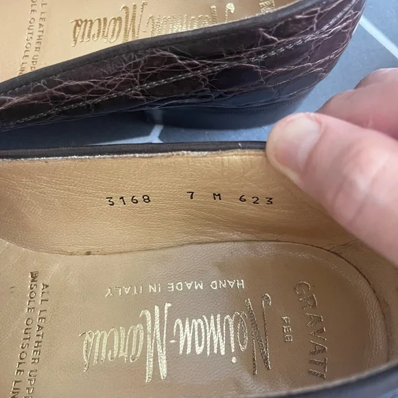 GRAVANI CROC LEATHER LOAFERS Size 7M - Picture 3 of 7